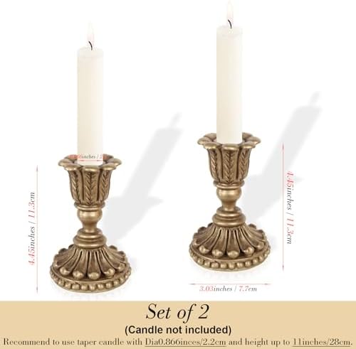 2Pcs Vintage Gold Candle Holders,European Style Candlesticks Holder - Image 4