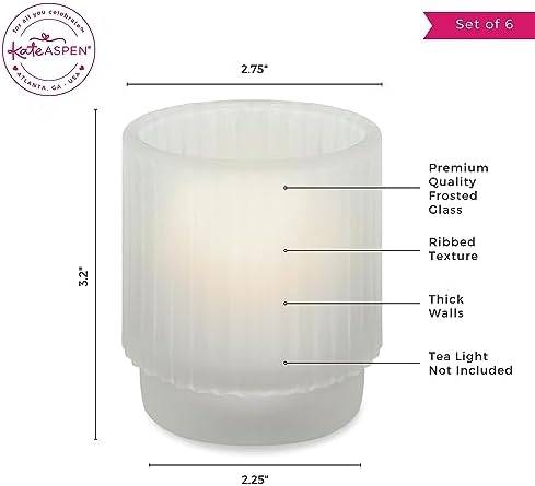 Kate Aspen Vintage Fluted Frosted Glass Tealight Votive Candle Holders (Set of 6), Rustic Decor, Boho Decorations, Shelf Decoration, Classic Look | Perfect Hostess Gift - Image 6