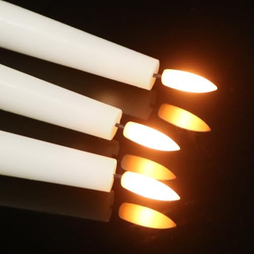 GenSwin LED Taper Candles with Remote Timer, White Flickering Flameless Taper Candles Battery Operated, Real Wax Flameless Candlesticks for Halloween Christmas Decorations(Set of 6, 0.78” x 9.84”) - Image 4