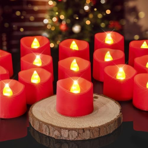Homemory 50-Pack Red Flameless Battery Tea Light Candles, 200+ Hours by Homemory