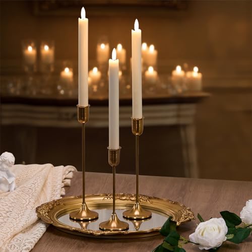 Brass Gold Candlestick Holders Set of 6, Metal Taper Candle Stick Holder - Image 5
