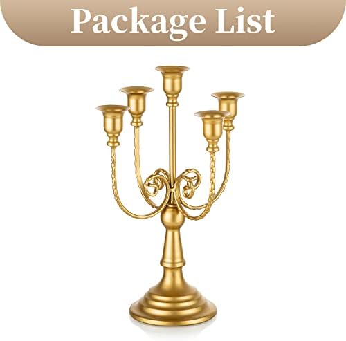 Sziqiqi Gold Candelabra Candle Holders for Wedding Christmas, 5 Arms - Image 6