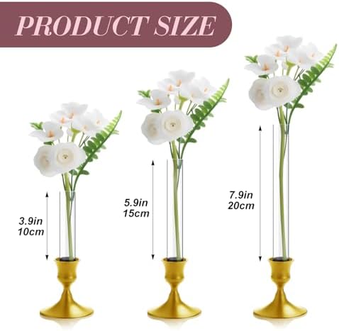 15 Pack 3.9",5.9",7.9" Glass Bud Vase Taper Candle Holder - Image 2