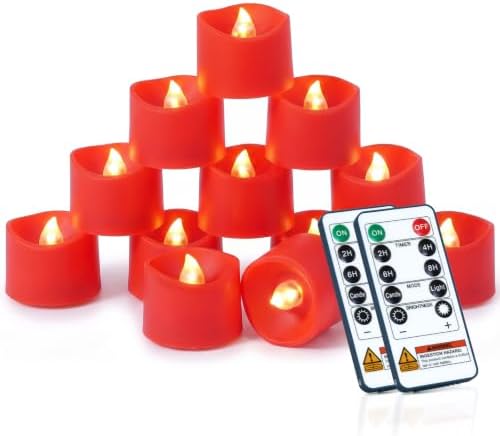 Homemory 24-Pack Red Remote Flameless Battery Tea Light Candles, 400+ Hrs by Homemory
