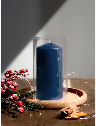 Candwax 3x6 Pillar Candles Set of 3 - Navy Blue Candles Pillar - 80-Hour Burn Time Self-Extinguishing Long Lasting Candles for Home Decor - Cone-Top Dark Blue Pillar Candles - Image 5
