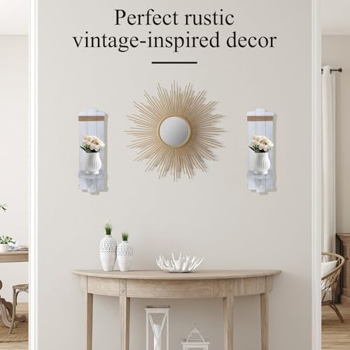 Alphatool Handmade Wooden Candle Sconces Set of 2 Farmhouse Wall Decor - Image 2