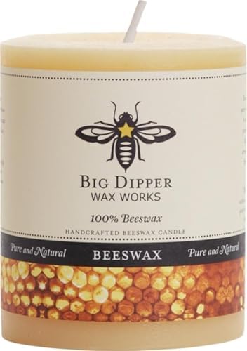 Big Dipper Wax Works 100% Beeswax Pillar Candle, 3 x 3.5 in, Natural by BigDipperWaxWorks