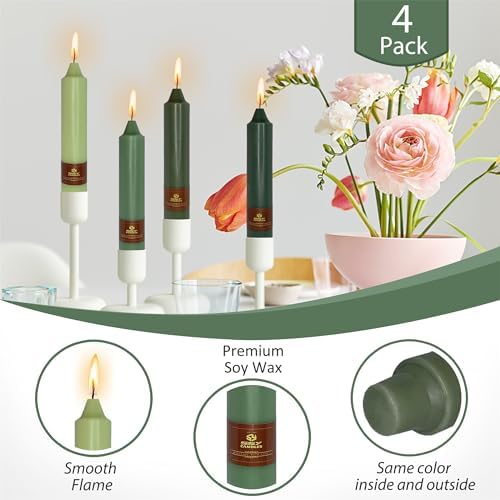 Gradient Taper Candles Green Candlesticks,Gedengni 7Inches Dripless Tapered Candle Tall Candle Sticks Colorful Dinner Candles for Home Wedding Festive Holiday Party,18GREMIX - Image 6
