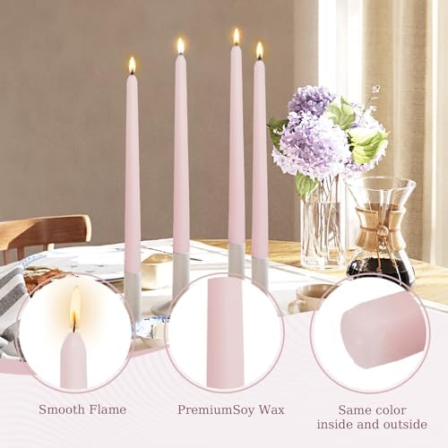 Candlesticks Long Taper Candle,Rose Scented 10 Inches Light Pink Candle Sticks Smokeless Tapered Candles for Home Décor Holiday Gifts - Image 6