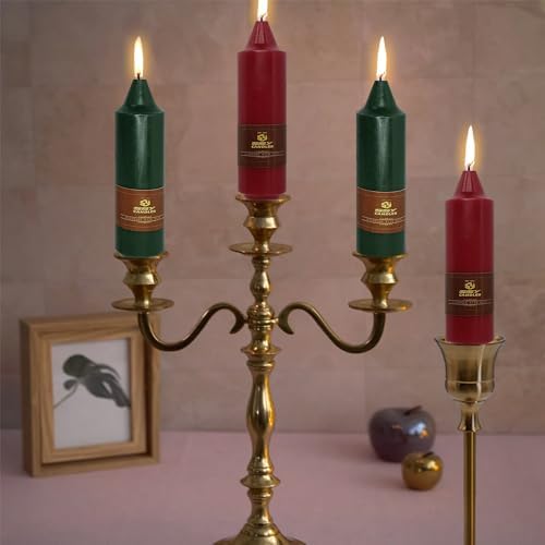 Dripless Taper Candles Red Candlesticks,5inches Short Tapered Candle Green Candle Sticks Christmas Dinner Candles for Home Decor Home Weddings Festive Seasons Holiday,7-RG - Image 3