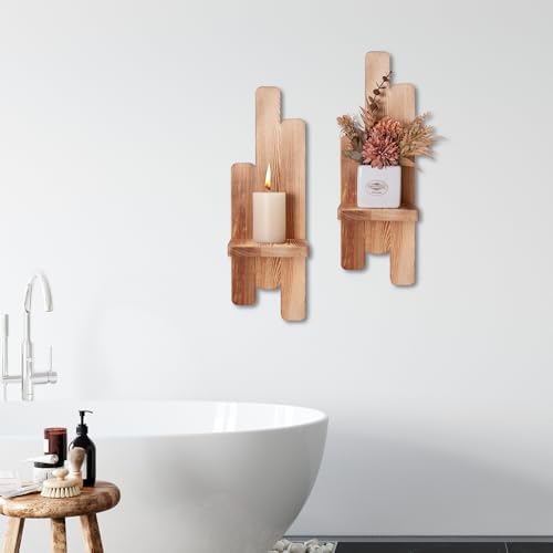 Yorkmills Wall Candle Sconces Set of Two, Wood Wall Sconce Candle Holder - Image 6
