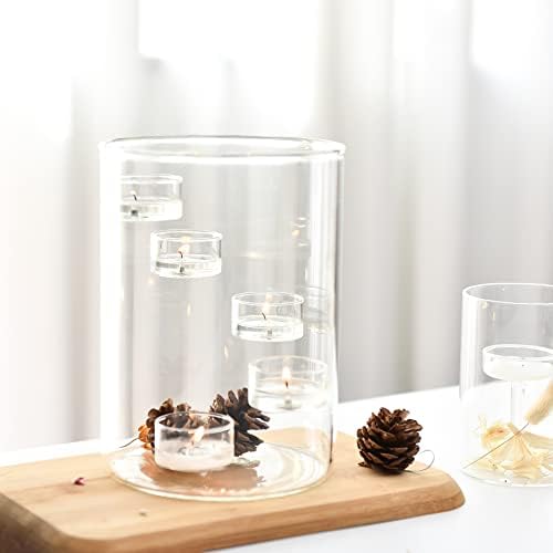 Glass Cylinder Hurricane Candle Holder for Tea Light Pillar Candle Holders Table Centerpiece, Clear Decorative Geometric Candle Holder for Wedding, Party(No.02) - Image 5