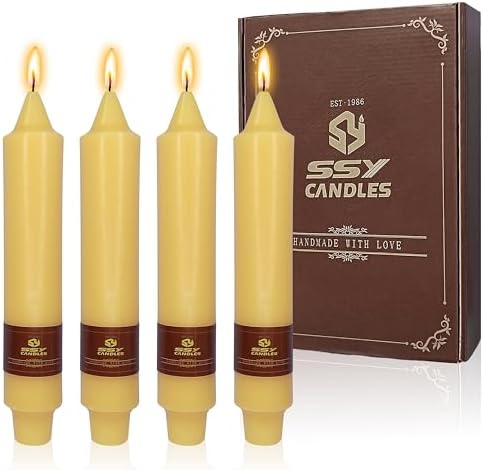 Beeswax Taper Candles 7 inch Beeswax Taper Candlesticks 4 PCS Short Candlesticks Smokeless Tapered Candle for Home Dinner Party Decoration - 8 Hour Burn Time by XINAOBAOLUO