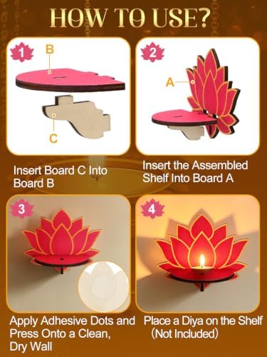 Alphatool 12 Pcs Lotus Wall Diya Holders for Home Pooja Decor - Image 6