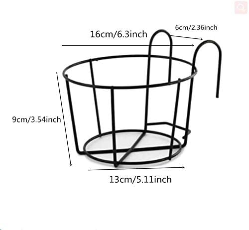 1 Pack Hanging Railing Planters Flower Pot Holders Plant Iron Racks Fence Metal Potted Stand Mounted Balcony Round Plant Baskets Shelf Container Box for Indoor and Outdoor Use-White,Garden Steel Pots