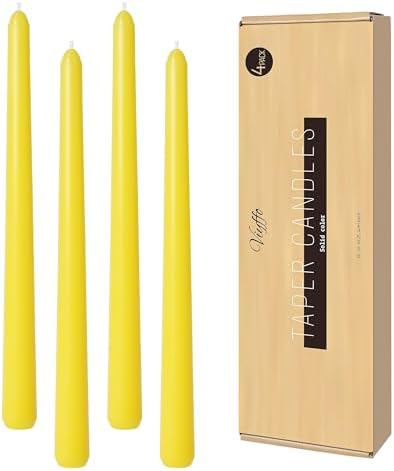 Viyffo Taper Candles, 10 Inch, 4 Pack, Lemon Yellow – Unscented, Smokeless by Viyffo