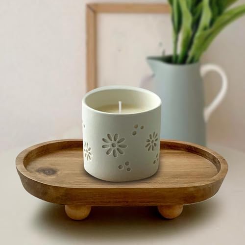 Vaveren Small Wooden Riser Wooden Pedestal for Display Tray Display Riser for Entry Table Farmhouse Kitchen Tabletop Centerpieces , Oval 11.8x19.8x4.3cm - Image 7