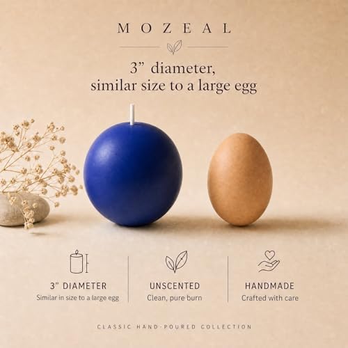 MOZEAL Hand-Poured, 3 Inch Royal Blue Round Ball Candles - Elegant Royal Blue Round Pillar Candles Set of 3, Dripless, Unscented, Smokeless, Ideal for Formal Events. - Image 3