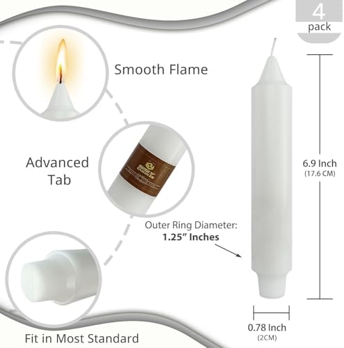 NJAO HOO White Short Taper Candle 7 Inch Candlesticks Unscented Dripless Tapered Candle Set for Home Decor Wedding Party Dinner Candles, 4 Pack - Image 2