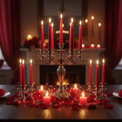 OSHINE 10 Inch Red Taper Candles - 24 Pack Long Taper Candle Dripless Unscented Smokeless & Emergency 7-8 Hours Long Burning Tall Candlesticks Ideal for Dinner Parties, Valentine, Weddings, Kwanzaa - Image 4