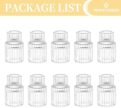 Romadedi Clear Glass Taper Candle Holders, Pack of 10 - Image 6