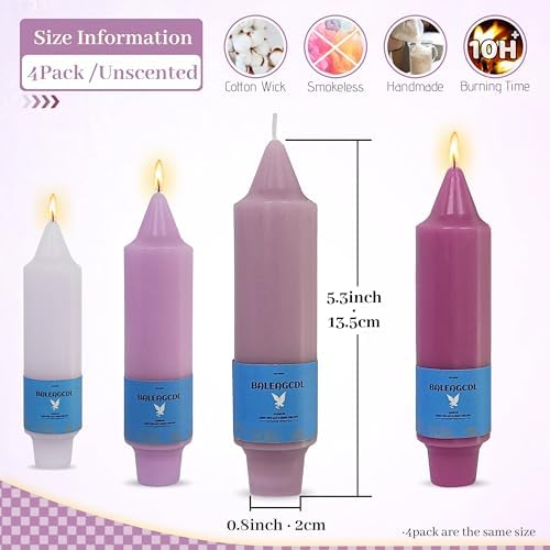 Unscented Dripless Taper Candles Gradient Purple Smokeless 5INCH Small Candlesticks for Dinner Weddings Birthday Party Home Décor - Image 2