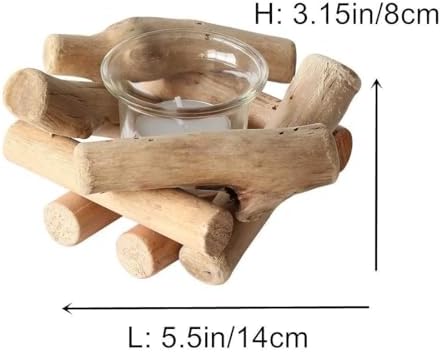 Sziqiqi Wooden Tea Light Candle Holder with Tealight Glass - Image 5