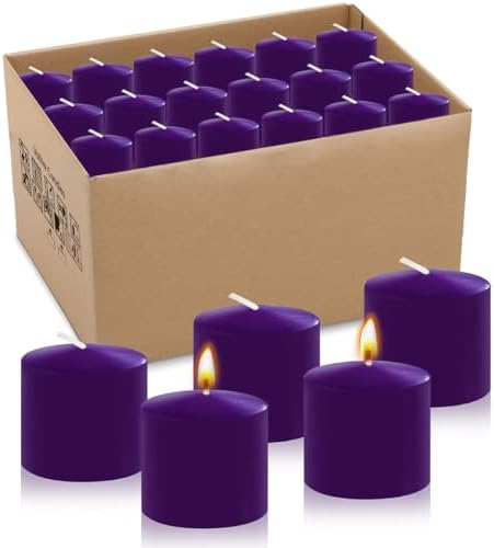 10 Hour Purple Votive Candles for Weddings Party Spa and Emergency, Set of 36 Unscented Bulk Candles for Restaurants and Home Decoration by Unknown