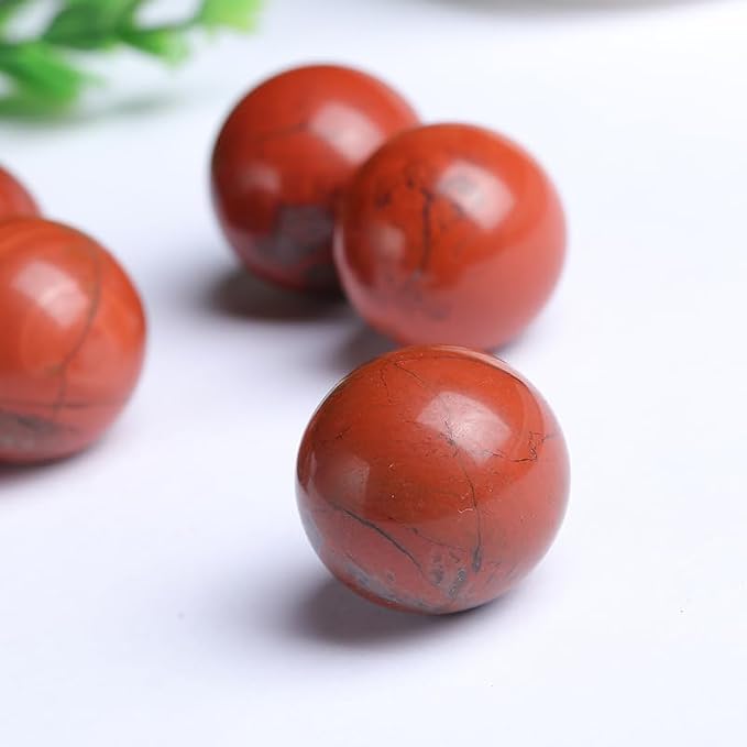 1.6-2 inch Red Jasper Crystal Ball with Stand Hand Polished Stone Sphere | Hand Polished Quartz Stone Sphere, Reiki Healing Mineral, Energy Balancing Degaussing, Home Office Desktop Ornament