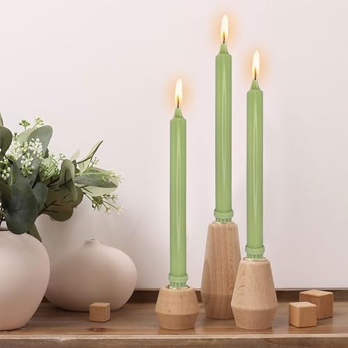 NJAO HOO Light Green Candlesticks 10 Inch Handmade Dripless Taper Candles Unscented Colored Candle Set, Pack of 4 - Up to 9-11 Hours Burn - Image 6