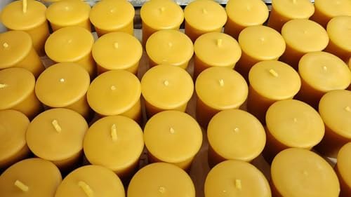 TELOSMA Organic Beeswax Votive Candles, Natural Yellow, Unscented, 12-Pack - Image 2