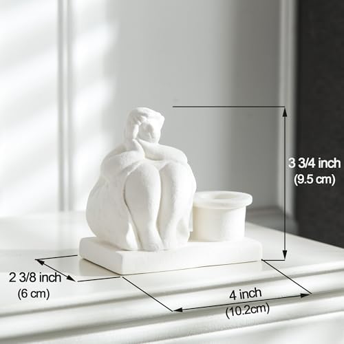 White Candle Holder, Handmade Ceramic Girl Candlestick Holders, Taper Candlelight Stand for Home Decor, Table Centerpiece and Coffee Table Decor - Image 6