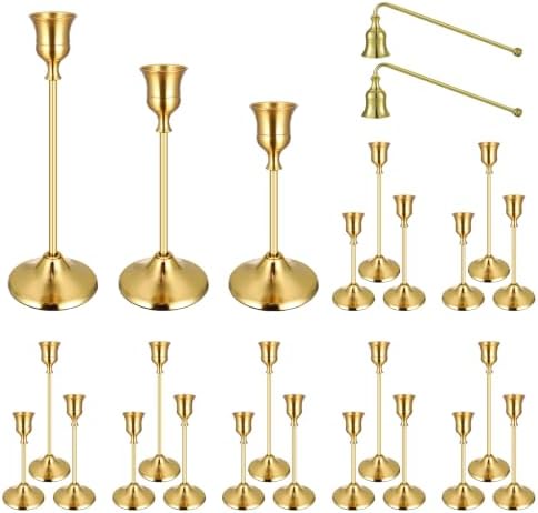 24PCS Brass Gold Taper Candle Holders Set, Metal Candlestick Holders by Ovveroche