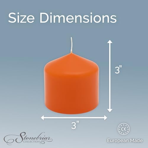 Stonebriar Unscented Pillar Candles – 18 Hour Burn Time, Long-Lasting Wax Candles for Weddings, Holidays, Home Décor & Special Events, Pack of 6, Orange, 3" x 3" - Image 6