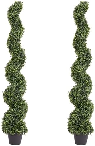 5ft Tall Spiral Topiary Trees Artificial Outdoor Set of 2 by THEBLOOMTIMES
