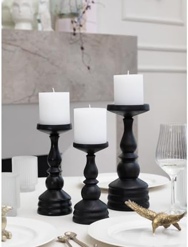 CANDWAX 3x3 Pillar Candles Set of 3 - Rustic Unscented No Drip White Candles for Home Decor, Weddings, Centerpieces - Image 3