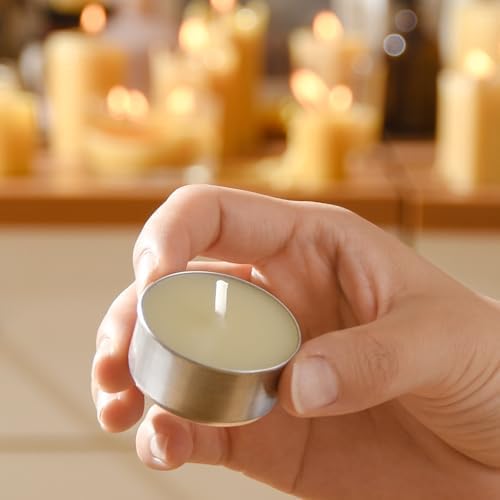 36PCS Beeswax Tealight Candles, Cream White, Aluminum Cups, 4H Burn - Image 5