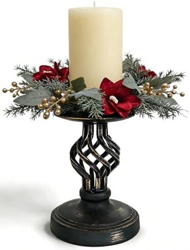 Vintage Metal Pillar Candle Holder for Table Decor - Image 4