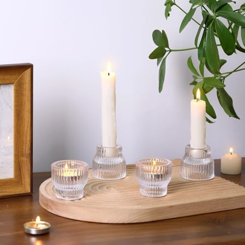12 Pack Clear Taper Candle Holders, Glass Candlestick Holders - Image 6