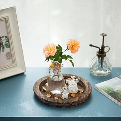 Hanobe Round Wood Candle Holder Trays, Small Coffee Table Centerpiece, 7.8" - Image 7