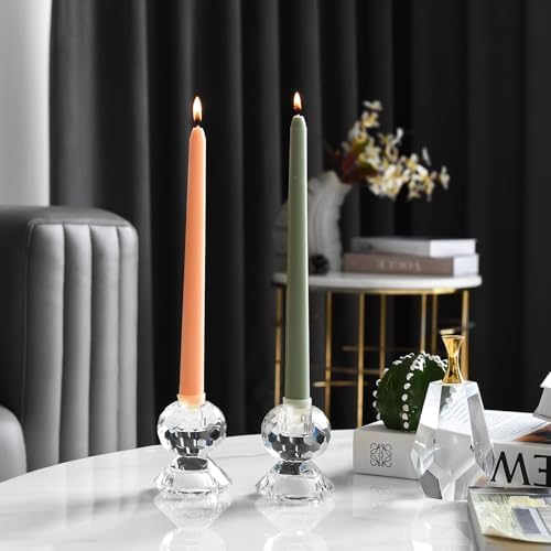 Reversible Crystal Candle Holders Pack of 2, Clear Tealight or Taper Candlesticks, Table Centerpiece Home Decor for Wedding, Dining, Party(3.1in Tall) - Image 4