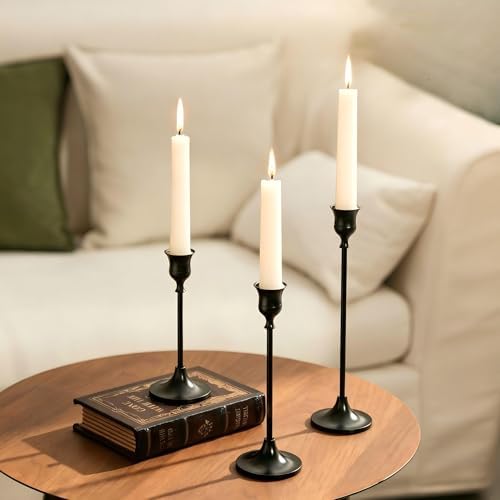 NUPTIO Black Candle Holder for Halloween: Aluminum Taper Candleholders by Nuptio
