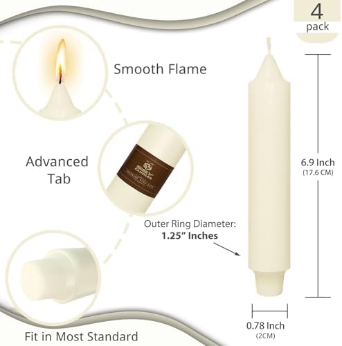 NJAO HOO Ivory Short Taper Candle 7 Inch Candlesticks Unscented Dripless Tapered Candle Set for Home Decor Wedding Party Dinner Candles, 4 Pack - Image 3