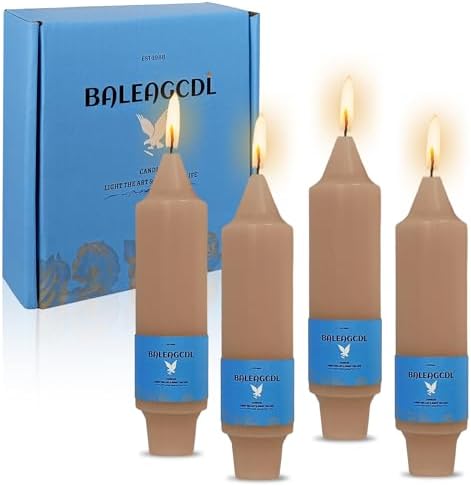 Smokeless Candlesticks Short Taper Candle,Unscented 5 Inches Brown Candle Sticks Dripless Tapered Candles for Home Décor Weddings Seasons Gifts by MANNYCOM