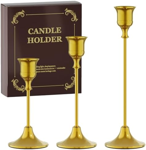 FSyueyun Gold Candle Holders Set of 3, Elegant Metal Candlestick Holders by FSyueyun
