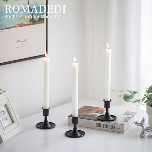 Black Candlestick Candle Holders for Taper ：12 PCS Romadedi Candle Stick Holder Set Vintage Table Centerpiece Halloween Decoration Wedding Christmas Fireplace Mantel Home Deocr - Image 4