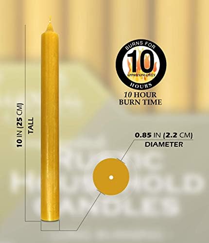 Hyoola 10 Inch Dinner Candles - 12 Pack - Yellow Tall Unscented Rustic Long Burning Candle Sticks - Image 2
