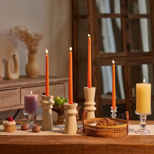 New Burning Formula Unscented Dripless 10-Inch Taper Candles Set of 12 - Orange, for Wedding, Dinner - Smokeless, Long Burning - Hand Poured, Colored Tall Candlesticks - Naranja - Image 4