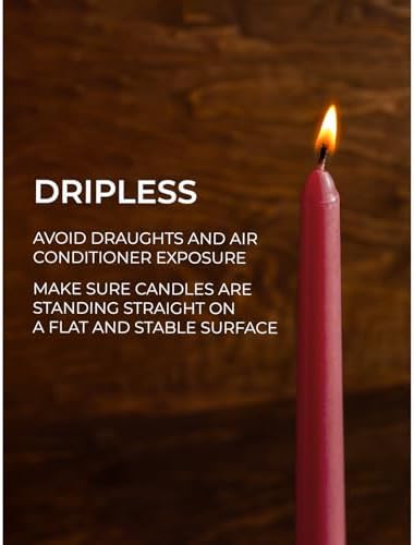 CANDWAX 8 inch Bordeaux Taper Candles Set of 12 - Unscented Smokeless Dripless Tall Candlesticks - Ideal for Home Decor, Thanksgiving or as Christmas Candles - Tapered Christmas Candle Sticks - Image 4