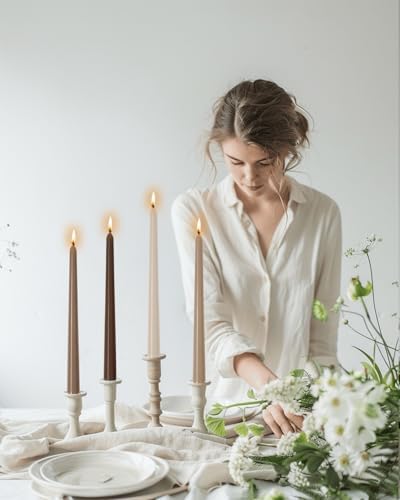 10" Taper Candles-12 Pack Brown Candlesticks-Unscented Dripless Candles 8 Hour Burn for Holidays,Weddings,Fall Harvest Halloween Thanksgiving Dinners Parties and Home Decor - Image 5